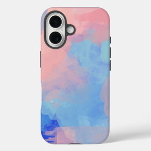 Dreamy Abstract Watercolor Clouds in Blue and Pink iPhone 16 Case