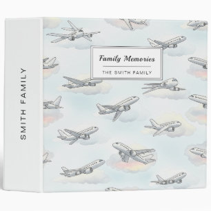 Dreamy Airplane Sky Travel Pattern (1) Binder