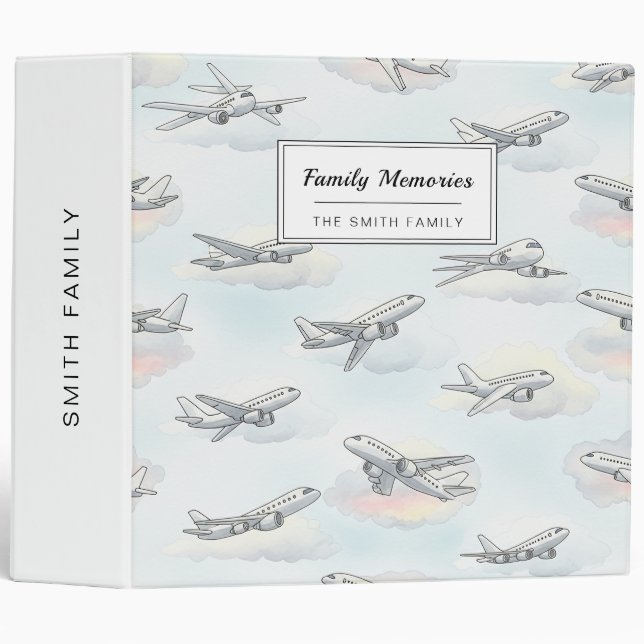 Dreamy Airplane Sky Travel Pattern (1) Binder (Front/Spine)