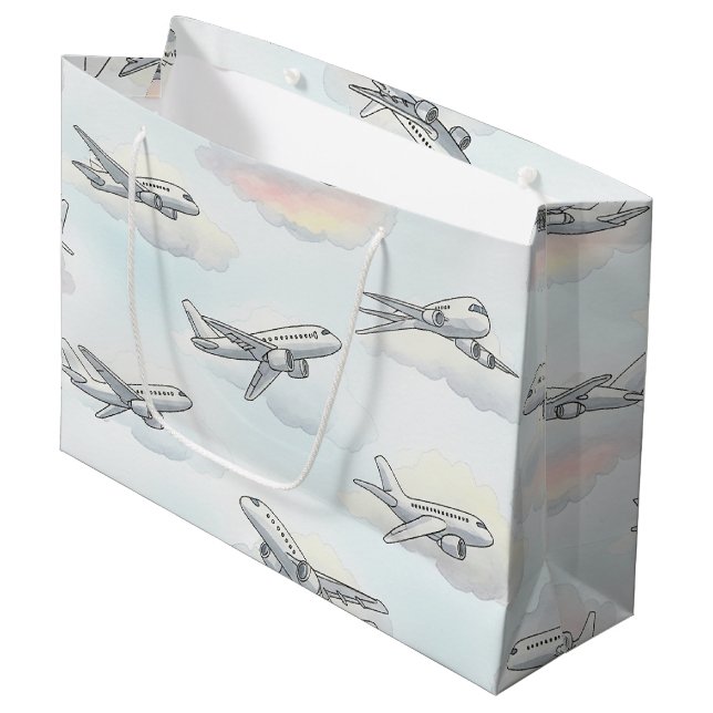 Dreamy Airplane Sky Travel Pattern (1) Large Gift Bag (Front Angled)