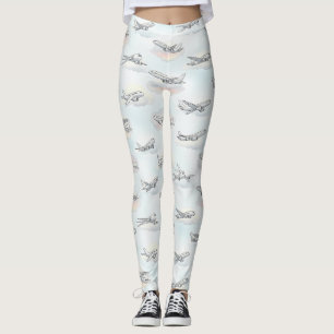 Dreamy Airplane Sky Travel Pattern (1) Leggings