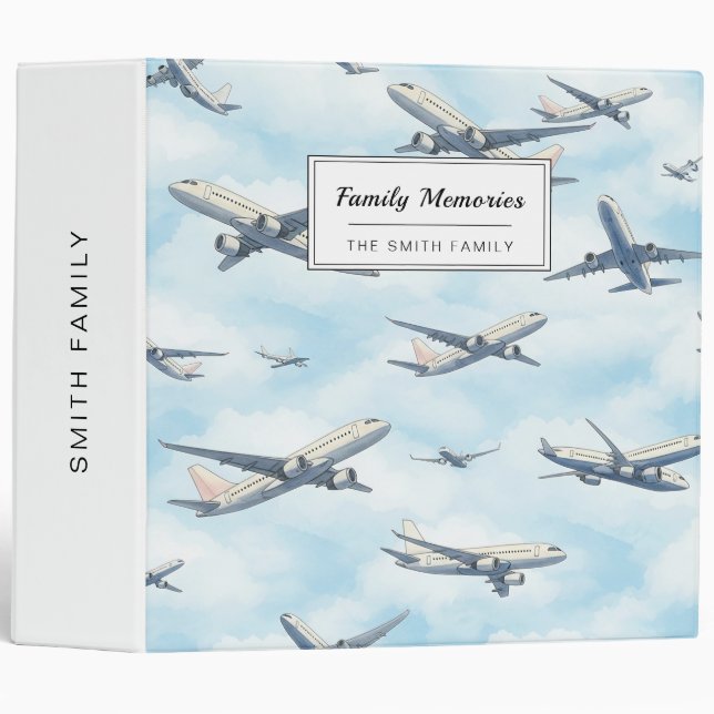 Dreamy Airplane Sky Travel Pattern (2) Binder (Front/Spine)