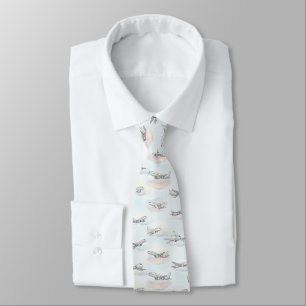 Dreamy Airplane Sky Travel Pattern (2) Tie