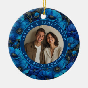 Dreamy Anemones Sparkle Seaside Wedding Ceramic Ornament