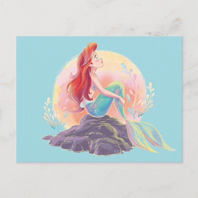Dreamy Ariel on the Rocks Postcard (Front)