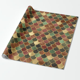 Dreamy Auntumnal  & goldcoloured Mermaid scales  Wrapping Paper
