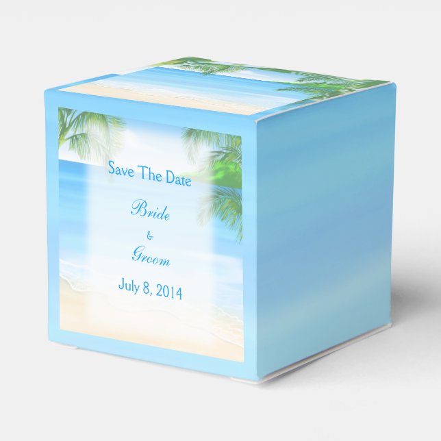 Dreamy Beach Wedding Save The Date Favor Box (Back Side)
