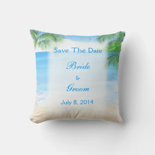 Dreamy Beach Wedding Save The Date Throw Pillow
