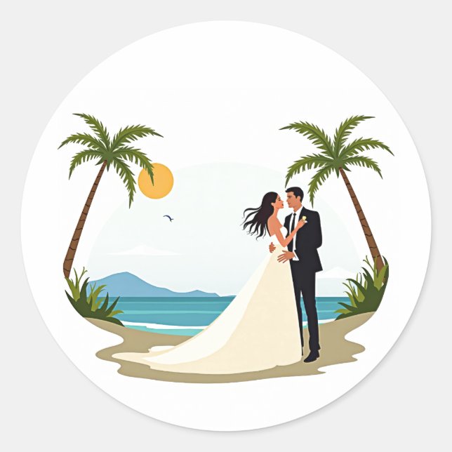 Dreamy Beach Wedding Sticker (Front)