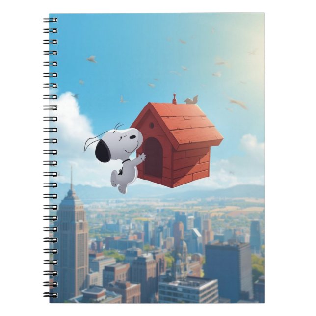 Dreamy Beagle Floating City Comic Illustration Notebook (Front)