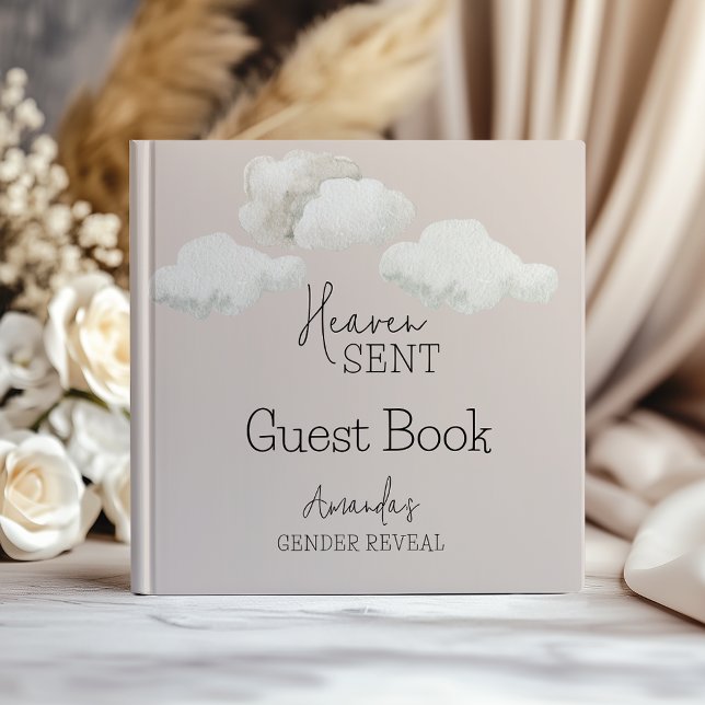 Dreamy Beige Clouds Heaven Sent Gender Reveal Guest Book (Creator Uploaded)
