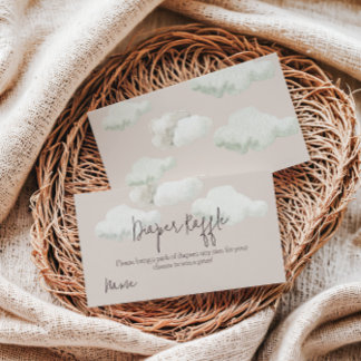 Dreamy Beige Heaven Sent Gender Reveal Diaper Enclosure Card