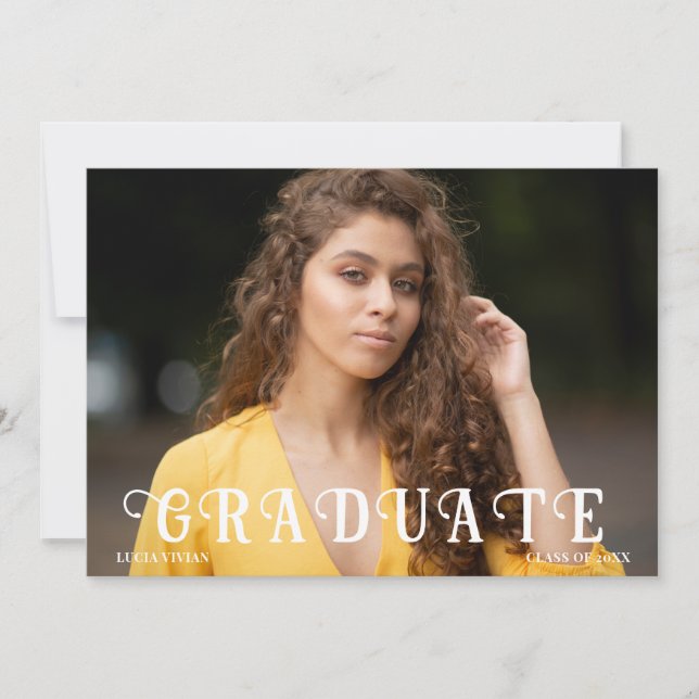 Dreamy Black Photo Graduation Announcement (Front)
