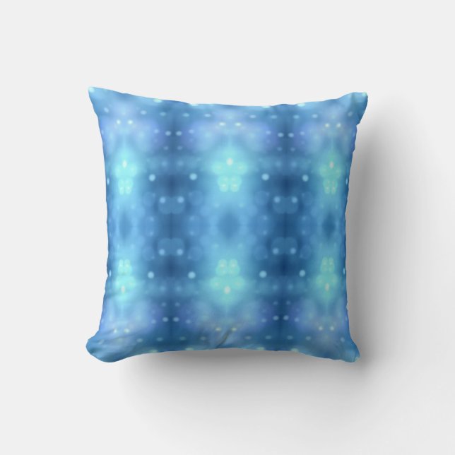 Dreamy Blue Bokeh Abstract Throw Pillow (Front)