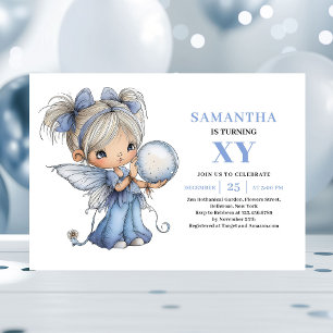 Dreamy Blue Fairy Girl 1st Birthday Pastel invitе Invitation