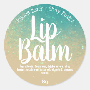 Dreamy Blue Glitter On Kraft Lip Balm Pot Labels