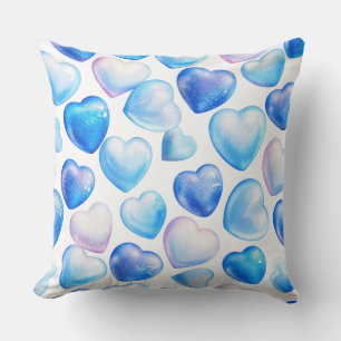 Dreamy Blue Heart Watercolor Throw Pillow