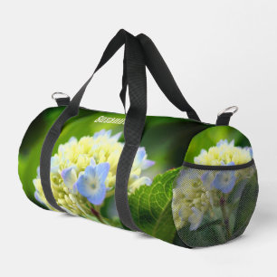 Dreamy Blue Hydrangea Flower Personalized Duffle Bag