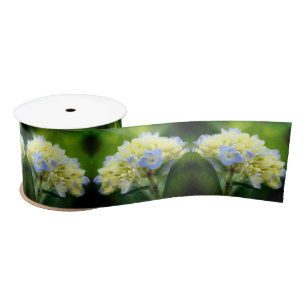 Dreamy Blue Hydrangea Flower Satin Ribbon