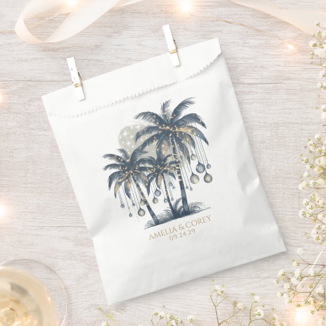 Dreamy Blue Palm Trees Favour Bag (Clipped)