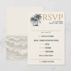 Dreamy Blue Palm Trees Food Choices RSVP Card