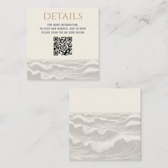 Dreamy Blue Palm Trees Wedding QR Code Enclosure Card (Front/Back)