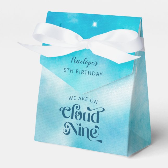 Dreamy Blue Sky Cloud Nine 9th Birthday Favor Box (Front Side)