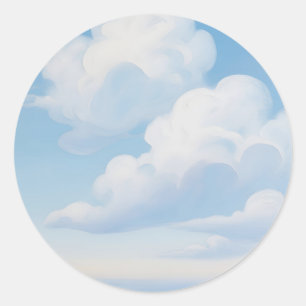 Dreamy Blue Sky Clouds Classic Round Sticker