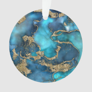 Dreamy Blue Teal and Gold Ornament
