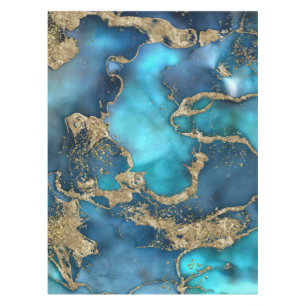 Dreamy Blue Teal and Gold Tablecloth