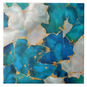 Dreamy Blue, Teal, pearl and Gold Tile