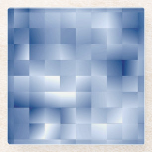 Dreamy Blue Tones in a Square Pattern Glass Coaster