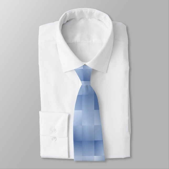 Dreamy Blue Tones in a Square Pattern Tie (Tied)