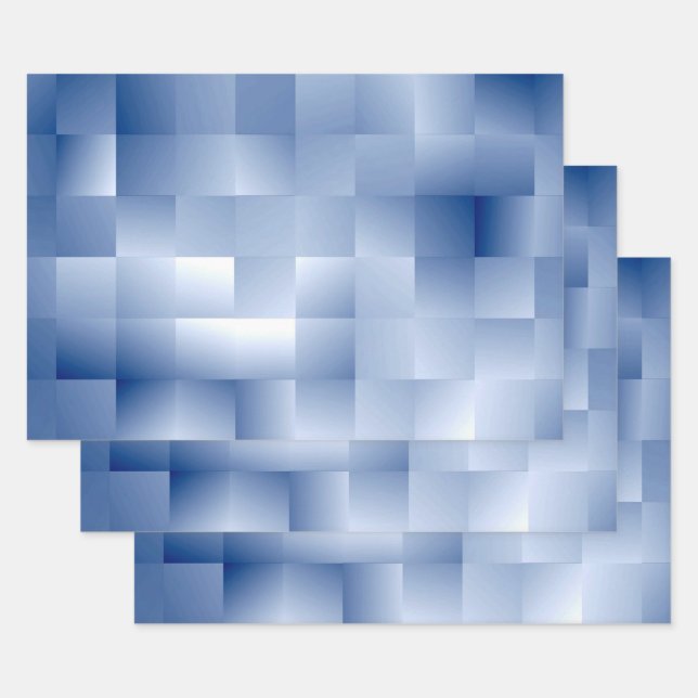 Dreamy Blue Tones in a Square Pattern Wrapping Paper Sheet (Set)