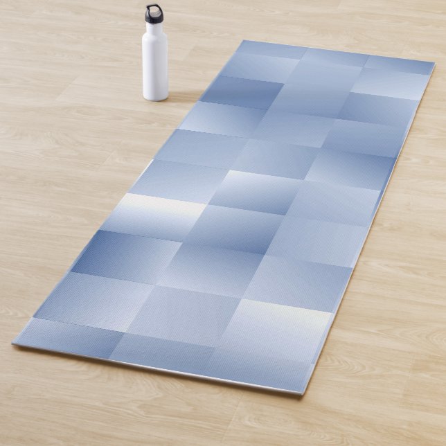 Dreamy Blue Tones in a Square Pattern Yoga Mat (In Situ)