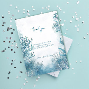 Dreamy Blue Under the Sea Baby Shower Thank You Card