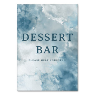 Dreamy Blue Watercolor Dessert Bar Sign Table Number
