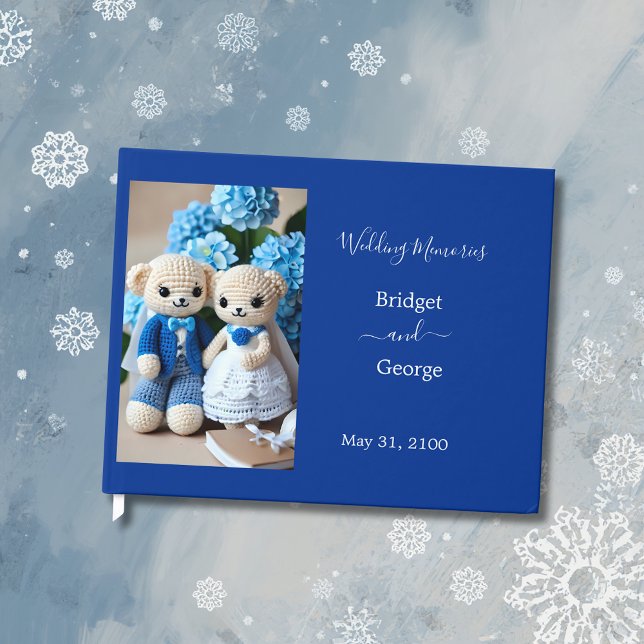 dreamy blue & white crochet wedding couple  guest book (Creator Uploaded)