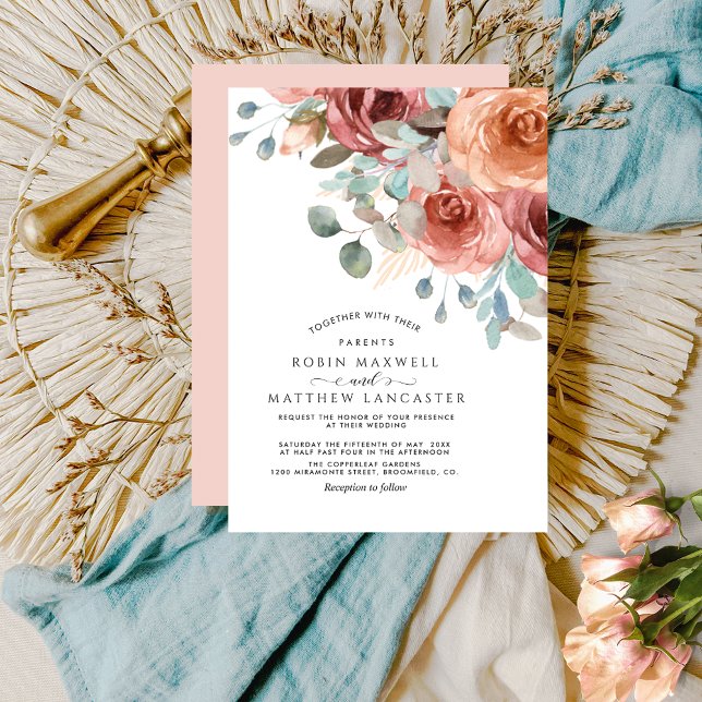 Dreamy Blush Peach Ethereal Floral Wedding Invitation (Creator Uploaded)