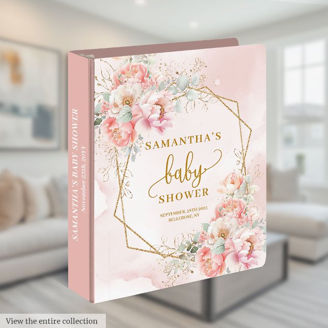 Dreamy blush pink pastel baby shower memory album binder (Dreamy blush pink pastel baby shower memory album 3 ring binder )