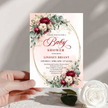 Dreamy Bohemian Deep Red Floral Baby Shower
