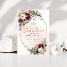 Dreamy Boho Burgundy Floral Eucalyptus Gold Quince