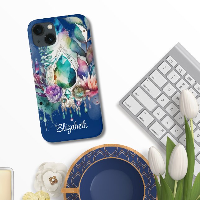 Dreamy Boho Crystals Dreamcatcher Navy Case-Mate iPhone Case (Creator Uploaded)