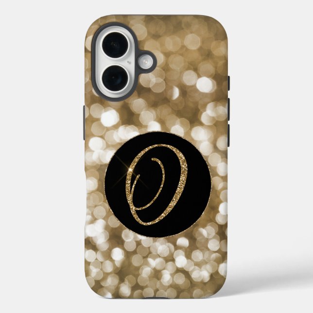 Dreamy Bokeh Gold Glitter Letter O Monogram Black  Case-Mate iPhone Case (Back)