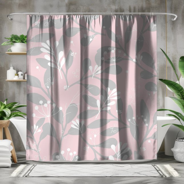 Dreamy Botanical: Pink Canvas with Grey Leaves (Creator Uploaded)