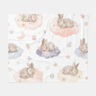 Dreamy Bunny Clouds Baby Blanket   Sleeping Bunny
