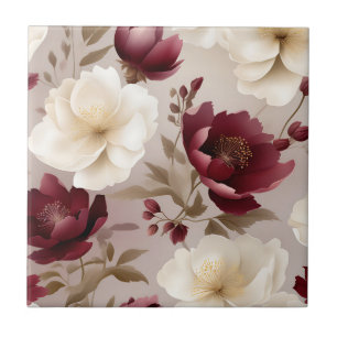Dreamy Burgundy Flowers Tile