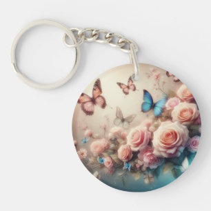 Dreamy Butterflies and roses Keychain