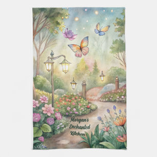 Dreamy Butterfly Garden Path - Enchanted Garden Kitchen Towel