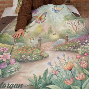 Dreamy Butterfly Garden Path - Enchanted Garden Sherpa Blanket